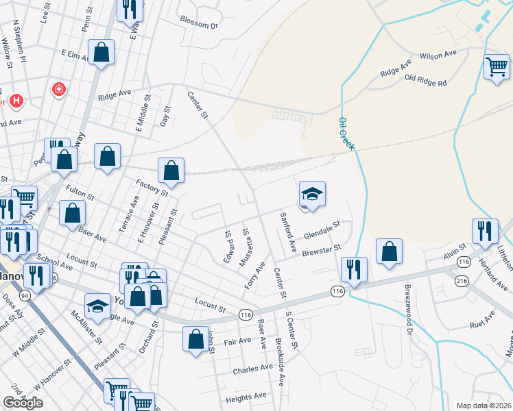 map of restaurants, bars, coffee shops, grocery stores, and more near 146 Center Street in Hanover