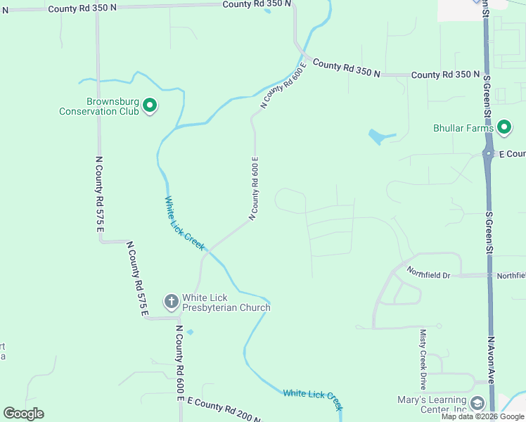 map of restaurants, bars, coffee shops, grocery stores, and more near 2999 North County Road 600 East in Brownsburg