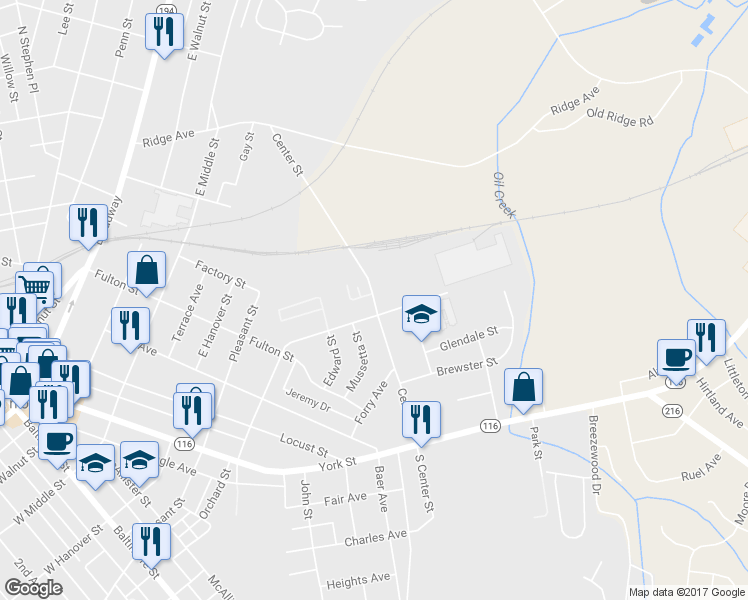 map of restaurants, bars, coffee shops, grocery stores, and more near 157 Center Street in Hanover