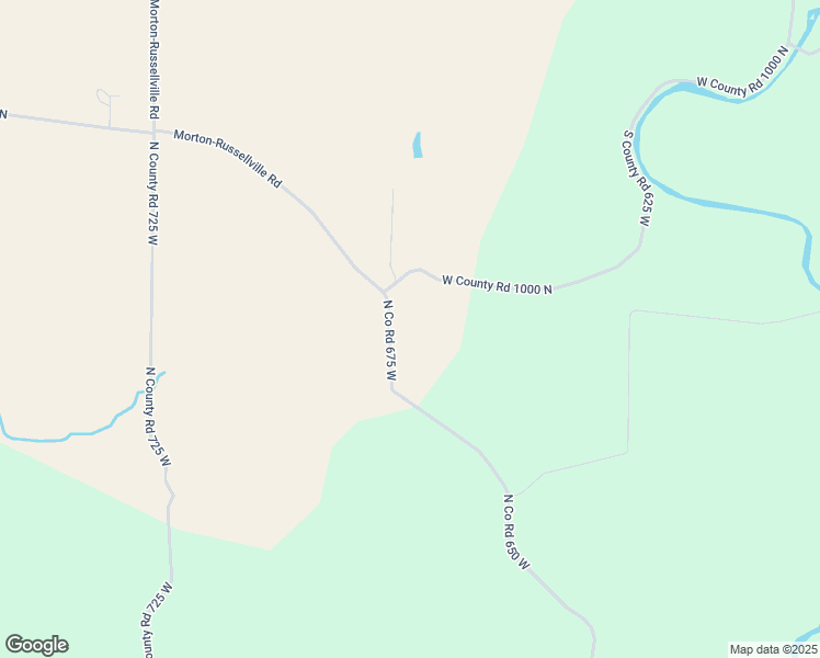 map of restaurants, bars, coffee shops, grocery stores, and more near 9733 North County Road 675 West in Russellville