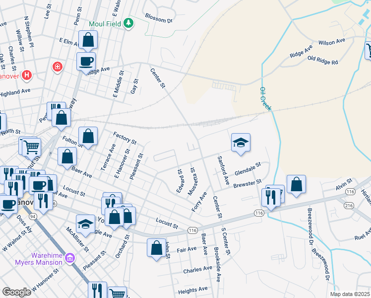 map of restaurants, bars, coffee shops, grocery stores, and more near 186 Center Street in Hanover