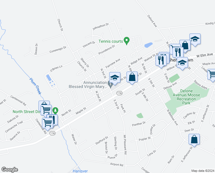 map of restaurants, bars, coffee shops, grocery stores, and more near 237 North Street in McSherrystown