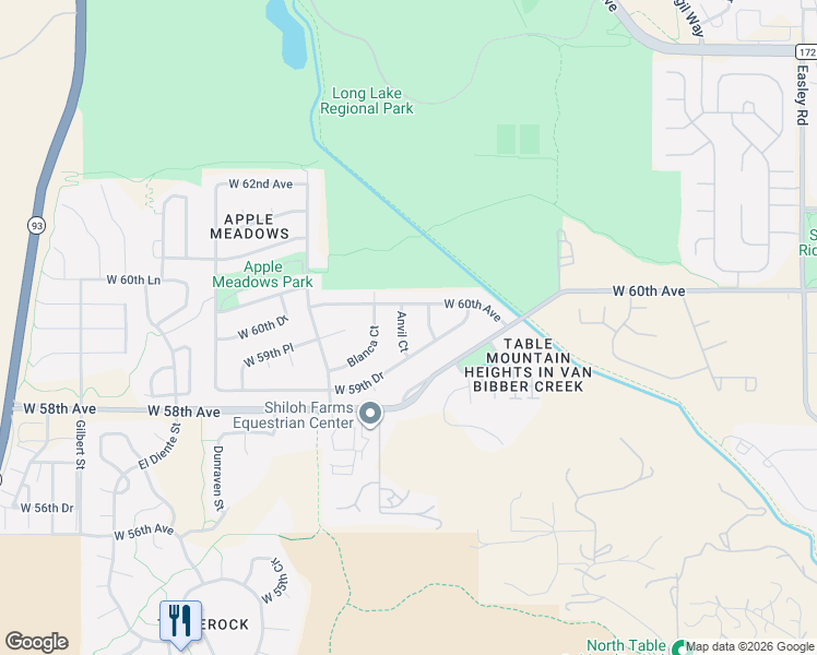 map of restaurants, bars, coffee shops, grocery stores, and more near 5952 Anvil Court in Golden