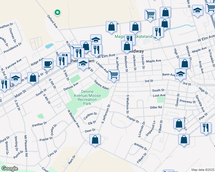map of restaurants, bars, coffee shops, grocery stores, and more near 626 3rd Street in Hanover