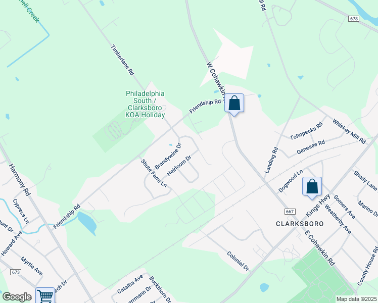 map of restaurants, bars, coffee shops, grocery stores, and more near 34 Heirloom Drive in Clarksboro