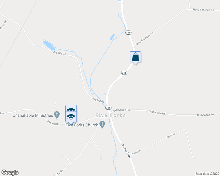map of restaurants, bars, coffee shops, grocery stores, and more near 8766 Wayne Highway in Waynesboro