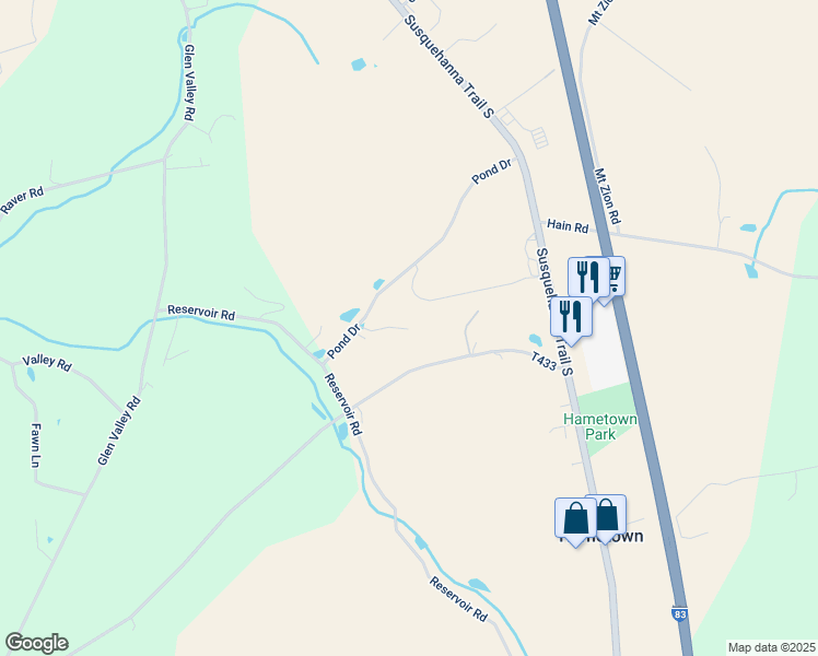 map of restaurants, bars, coffee shops, grocery stores, and more near Overpond Court in Glen Rock