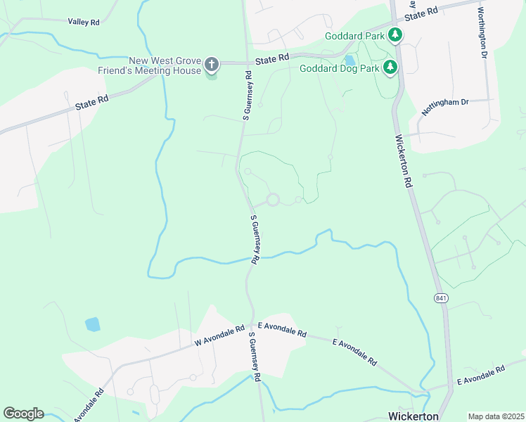 map of restaurants, bars, coffee shops, grocery stores, and more near 4 Gouge Boulevard in West Grove