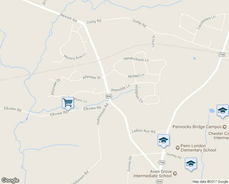 map of restaurants, bars, coffee shops, grocery stores, and more near 102 Reynolds Lane in West Grove