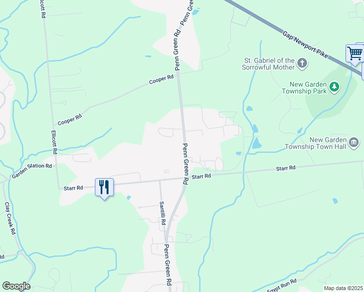 map of restaurants, bars, coffee shops, grocery stores, and more near 712 Penn Green Road in Landenberg