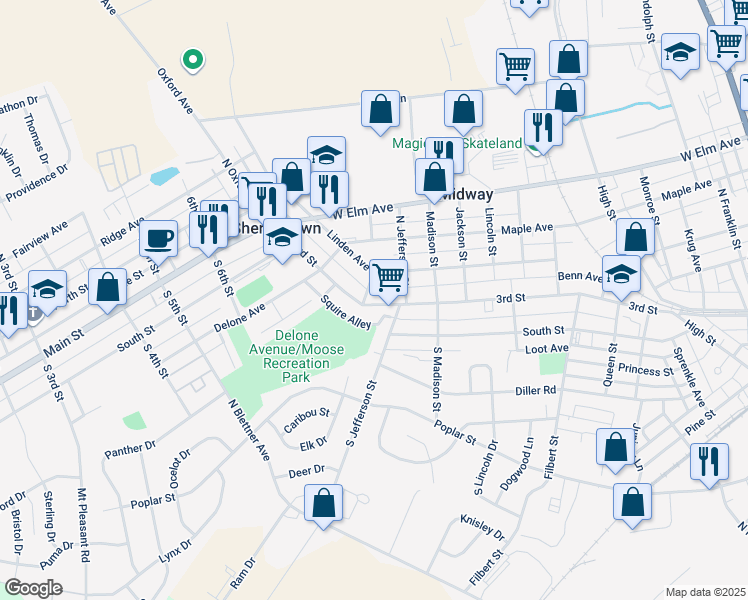 map of restaurants, bars, coffee shops, grocery stores, and more near 619 3rd Street in Hanover