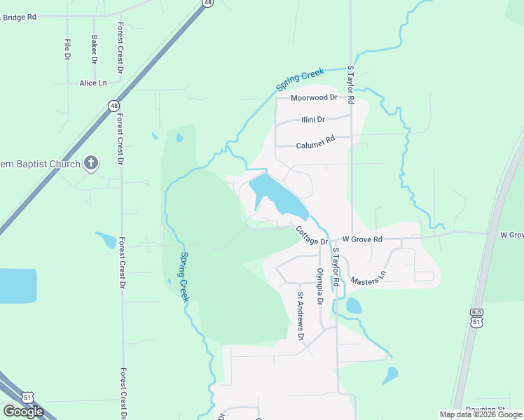 map of restaurants, bars, coffee shops, grocery stores, and more near 51 South Side Country Club Road in Decatur