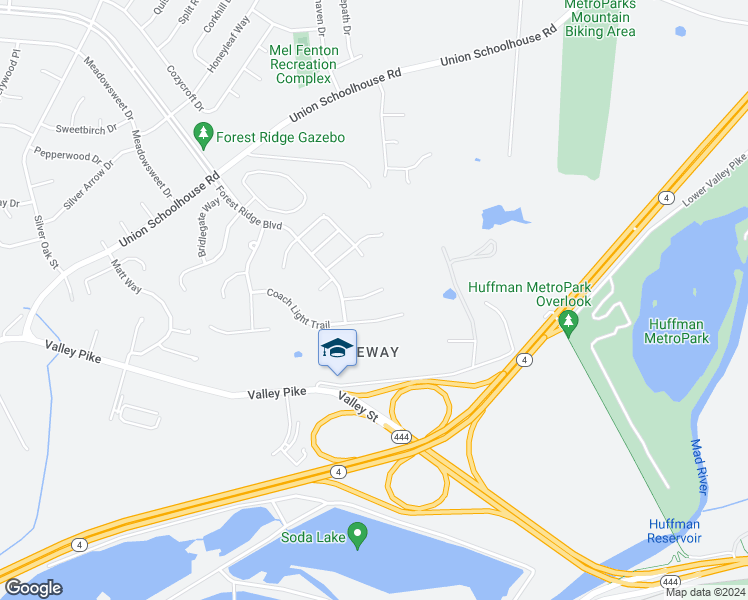 map of restaurants, bars, coffee shops, grocery stores, and more near 4434 Acclivis Lane in Dayton