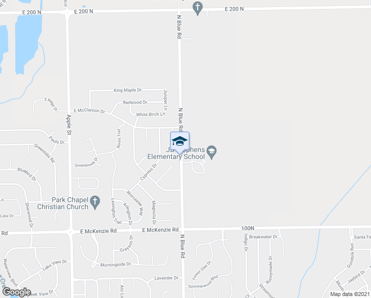 map of restaurants, bars, coffee shops, grocery stores, and more near 1429 North Blue Road in Greenfield