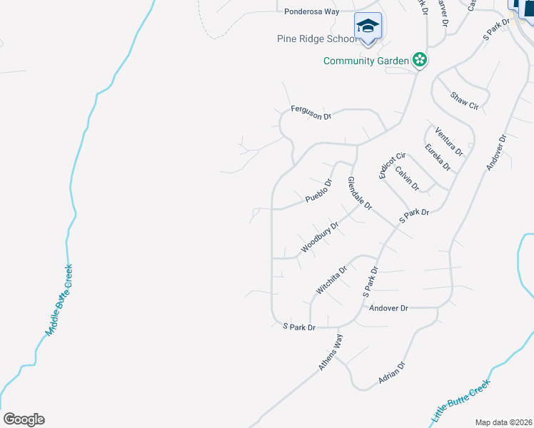 map of restaurants, bars, coffee shops, grocery stores, and more near 13609 West Park Drive in Magalia