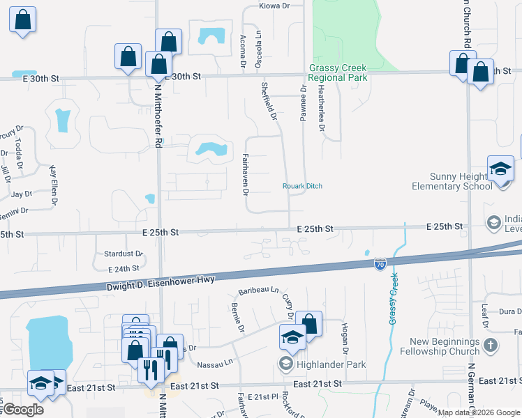 map of restaurants, bars, coffee shops, grocery stores, and more near 10322 Starview Drive in Indianapolis