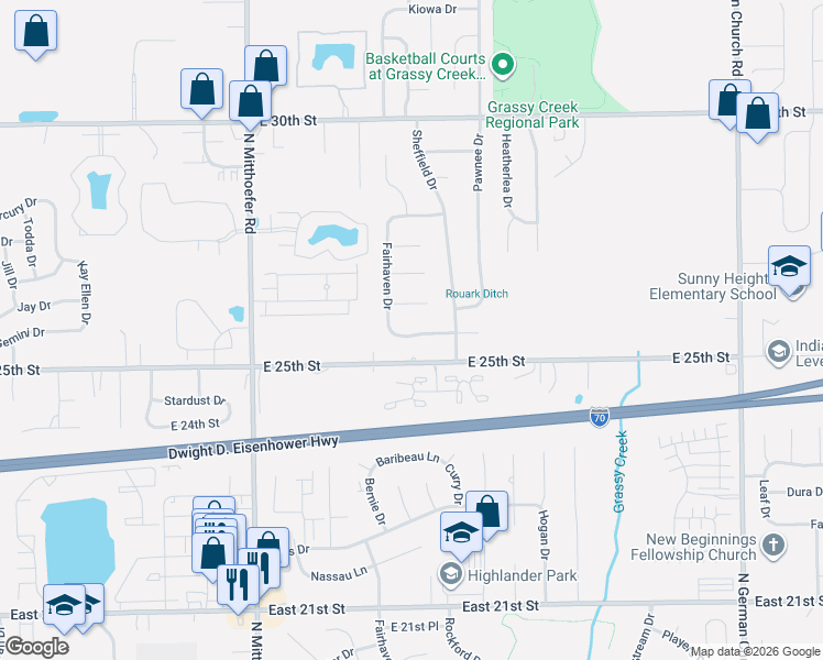 map of restaurants, bars, coffee shops, grocery stores, and more near 10322 Starview Drive in Indianapolis