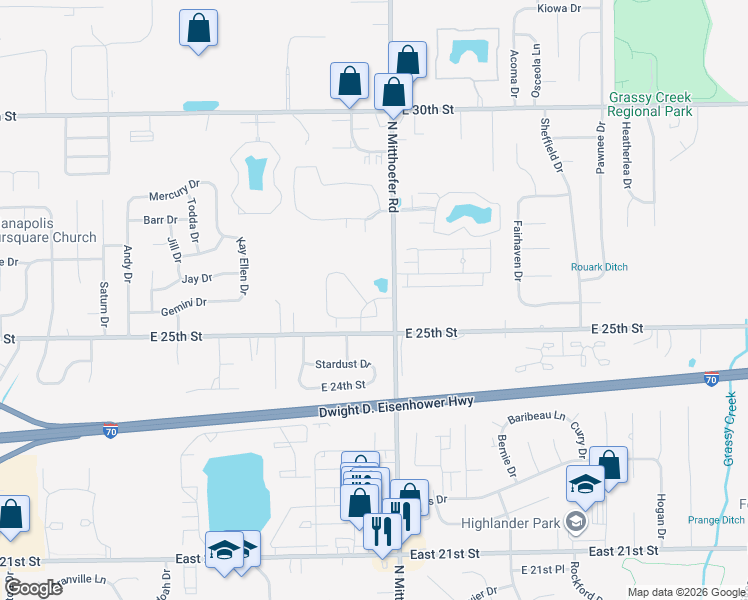 map of restaurants, bars, coffee shops, grocery stores, and more near 9953 Forum Walk in Indianapolis