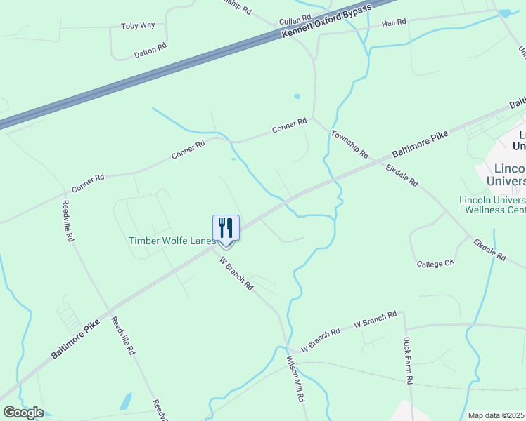 map of restaurants, bars, coffee shops, grocery stores, and more near 1765 Baltimore Pike in Oxford