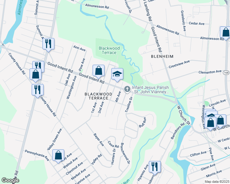 map of restaurants, bars, coffee shops, grocery stores, and more near 508 3rd Avenue in Deptford