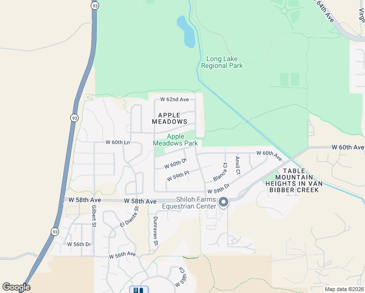 map of restaurants, bars, coffee shops, grocery stores, and more near 18889 West 60th Place in Golden