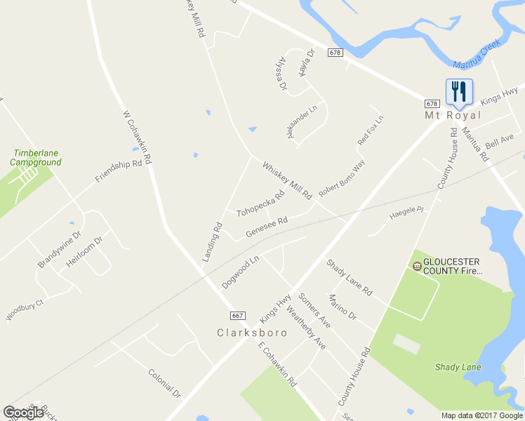 map of restaurants, bars, coffee shops, grocery stores, and more near 242 Tohopecka Road in Clarksboro