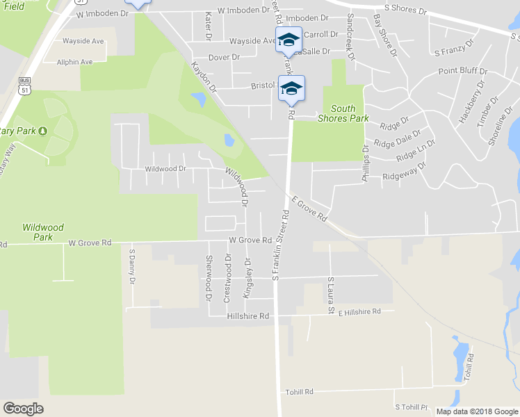 map of restaurants, bars, coffee shops, grocery stores, and more near 2827 Grove Court in Decatur