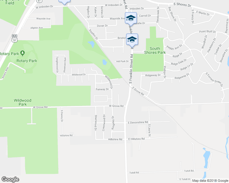 map of restaurants, bars, coffee shops, grocery stores, and more near 2833 Grove Court in Decatur