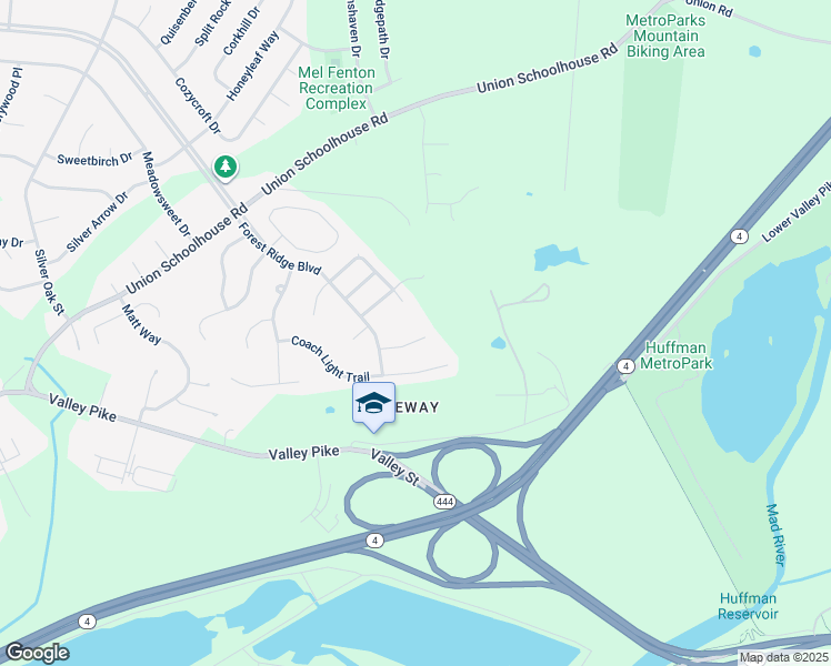 map of restaurants, bars, coffee shops, grocery stores, and more near 4441 Acclivis Lane in Dayton