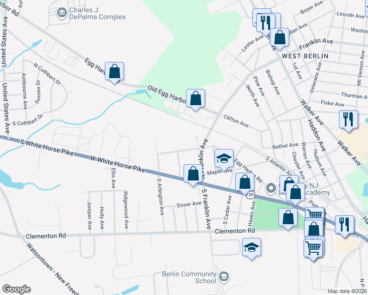 map of restaurants, bars, coffee shops, grocery stores, and more near 22 Chestnut Avenue in Berlin
