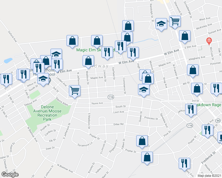 map of restaurants, bars, coffee shops, grocery stores, and more near 112 Linden Avenue in Hanover