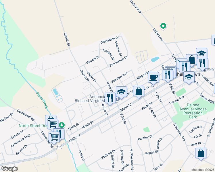 map of restaurants, bars, coffee shops, grocery stores, and more near 231 North 3rd Street in McSherrystown