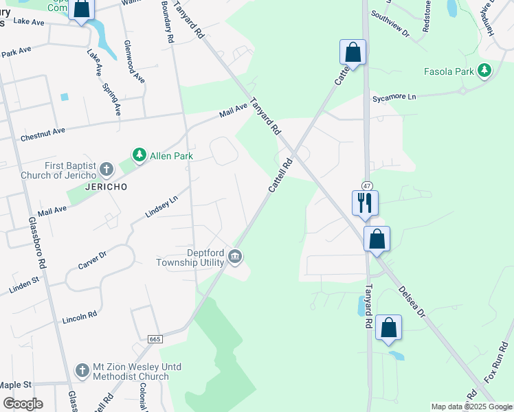 map of restaurants, bars, coffee shops, grocery stores, and more near 859 Cattell Road in Wenonah