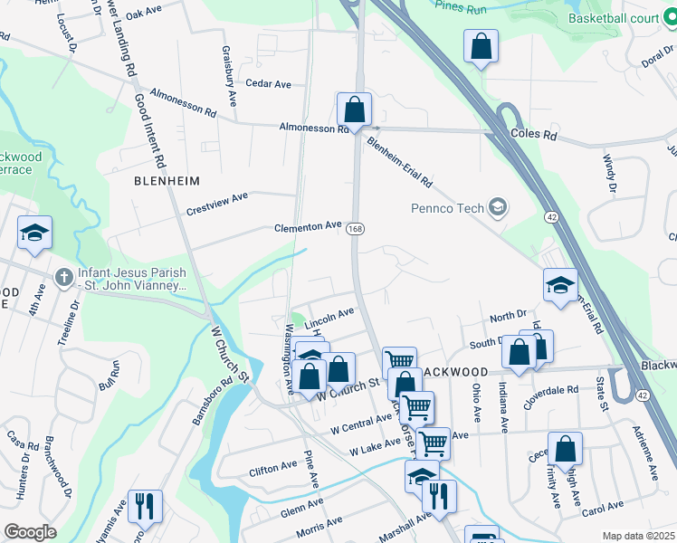 map of restaurants, bars, coffee shops, grocery stores, and more near 415 Hamilton Avenue in Gloucester Township