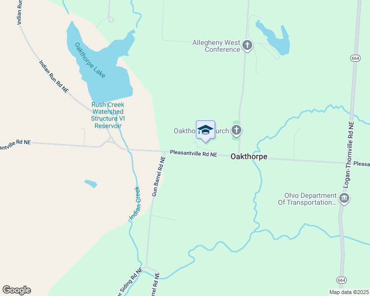 map of restaurants, bars, coffee shops, grocery stores, and more near 7820 Pleasantville Road Northeast in Thornville