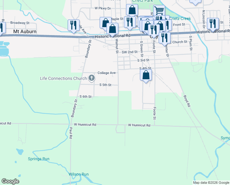 map of restaurants, bars, coffee shops, grocery stores, and more near 400 South 5th Street in Cambridge City