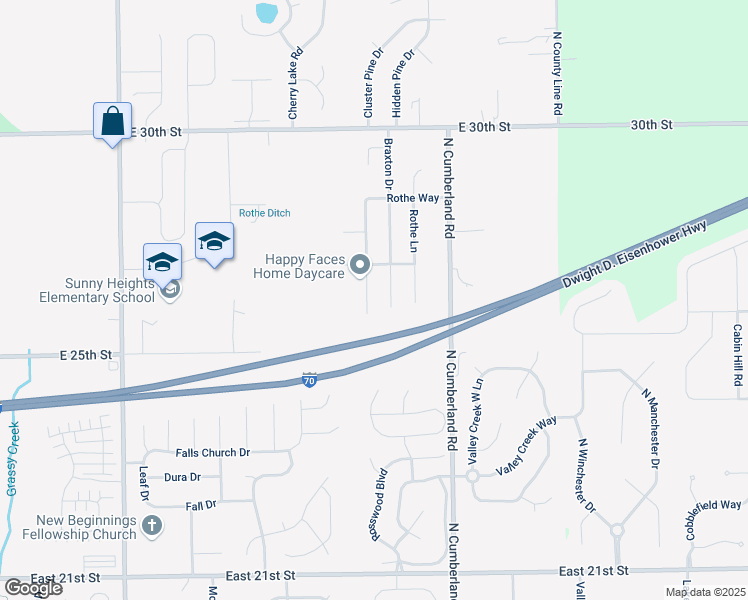 map of restaurants, bars, coffee shops, grocery stores, and more near 2611 Lullwater Lane in Indianapolis