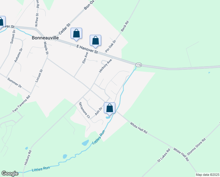 map of restaurants, bars, coffee shops, grocery stores, and more near 40 Madeline Court in Gettysburg