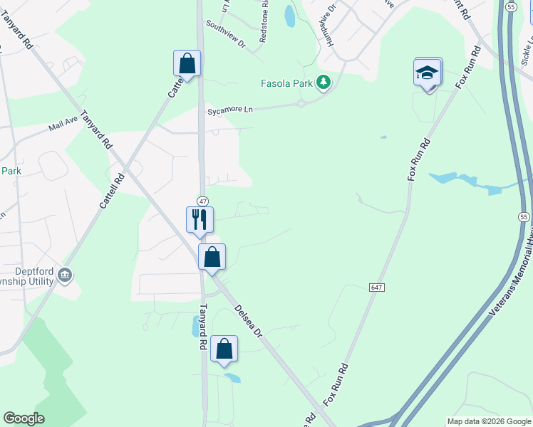 map of restaurants, bars, coffee shops, grocery stores, and more near 1803 Delsea Drive in Deptford