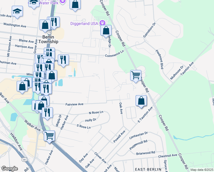 map of restaurants, bars, coffee shops, grocery stores, and more near 318 Stratford Avenue in West Berlin
