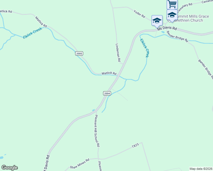 map of restaurants, bars, coffee shops, grocery stores, and more near 6748 Mount Davis Road in Meyersdale