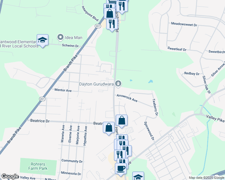 map of restaurants, bars, coffee shops, grocery stores, and more near in Riverside