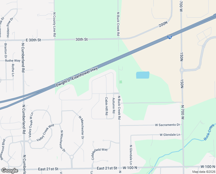 map of restaurants, bars, coffee shops, grocery stores, and more near 2668 Cabin Hill Road in Greenfield