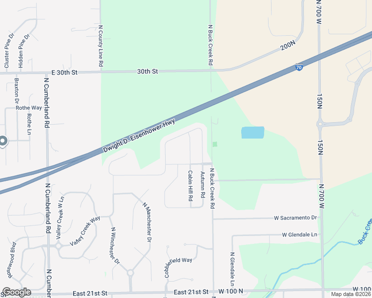 map of restaurants, bars, coffee shops, grocery stores, and more near 2668 Cabin Hill Road in Greenfield