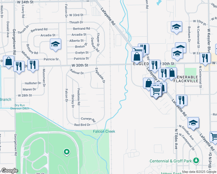 map of restaurants, bars, coffee shops, grocery stores, and more near in Indianapolis