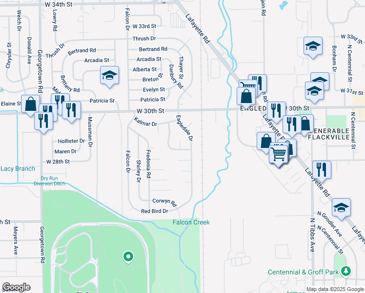 map of restaurants, bars, coffee shops, grocery stores, and more near 1 Zion Court in Indianapolis