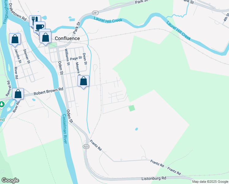 map of restaurants, bars, coffee shops, grocery stores, and more near 833 Ging Street in Confluence