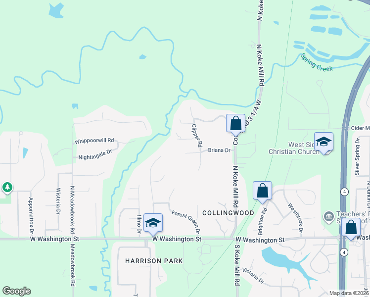 map of restaurants, bars, coffee shops, grocery stores, and more near 511 Clipper Road in Springfield