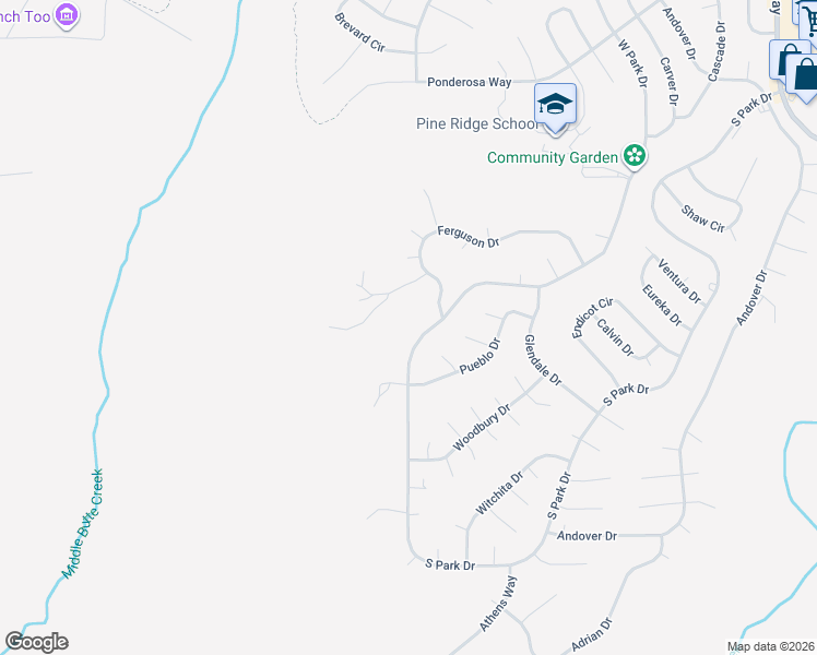 map of restaurants, bars, coffee shops, grocery stores, and more near 13649 West Park Drive in Magalia