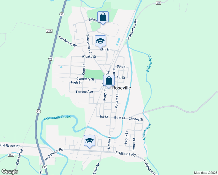 map of restaurants, bars, coffee shops, grocery stores, and more near 146 North Main Street in Roseville